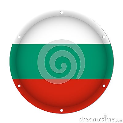 Round metallic flag of Bulgaria with holes Vector Illustration