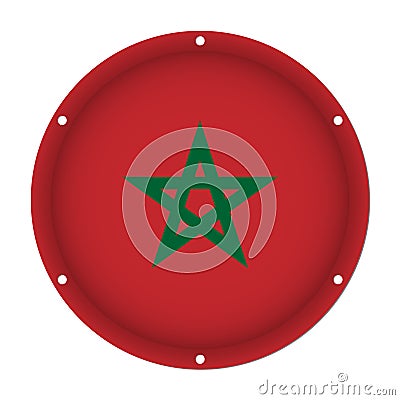 Round metallic flag of Morocco with holes Vector Illustration