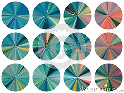Round metallic gradient disk elements vector set. Vector Illustration