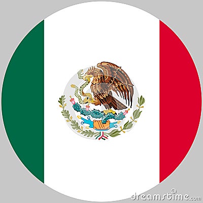 Round Mexico flag vector icon isolated on white background. United Mexican states flag Stock Photo