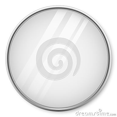 Round Mirror with Chrome Frame Vector Illustration