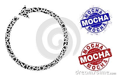Rotate Ccw Mosaic of Debris with Mocha Grunge Stamps Vector Illustration