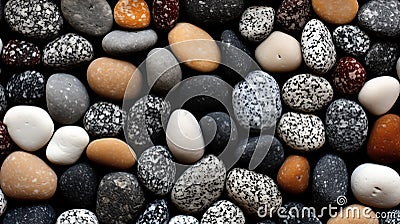 Round, natural stones polished by the constant movement in the water Stock Photo