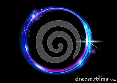 Round neon glow circle light.Glow abstract background.Round vector glitch effect.Modern frame.Abstract bright neon loop with tran Vector Illustration
