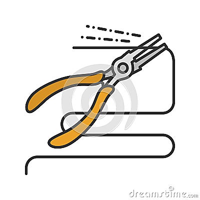 Round nose pliers cutting wire color icon Vector Illustration