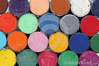 Round oil pastels crayons Stock Photo