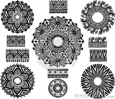 Round Ornament Pattern with brash Vector Illustration