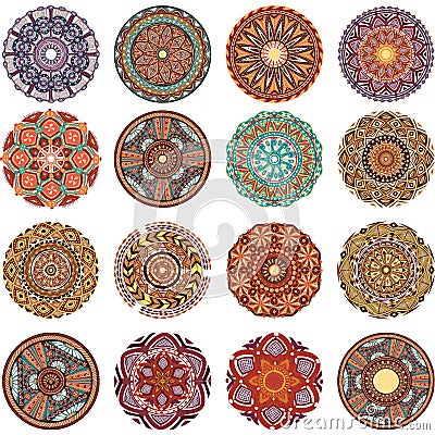 Round Ornament Pattern collection Vector Illustration