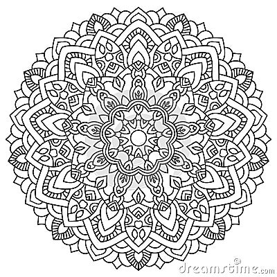 Round outline Mandala for coloring book. Vintage decorative Vector Illustration