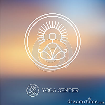 Round outline yoga logo Vector Illustration