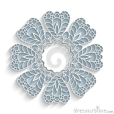 Round paper lace frame Vector Illustration