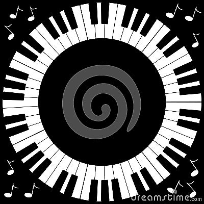 Round Piano Keyboard Frame Vector Illustration