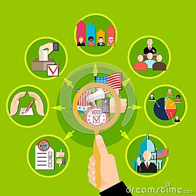 Round Pictures about Elections Vector Illustration