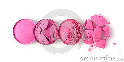 Round pink crushed eyeshadow for make up as sample of cosmetic product Stock Photo