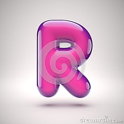 Round pink glossy font 3d rendering letter R Cartoon Illustration