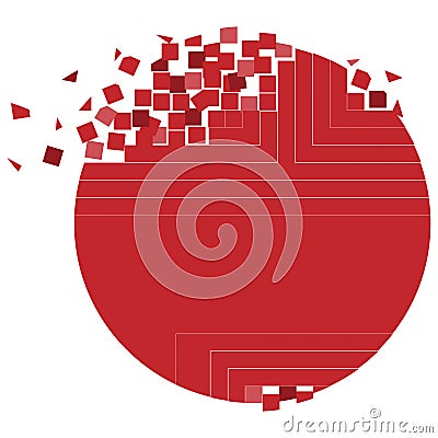 Round pixel red logo vector template design icon. Pixel circle Stock Photo