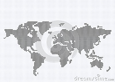 Round Pixel World Map Cartoon Illustration