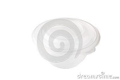 Round plastic container on a white background, food packaging Stock Photo