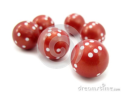 Round playing dices Stock Photo