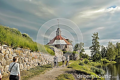 Round (Pugachev) tower. Korela. Priosersk. Russia. Editorial Stock Photo