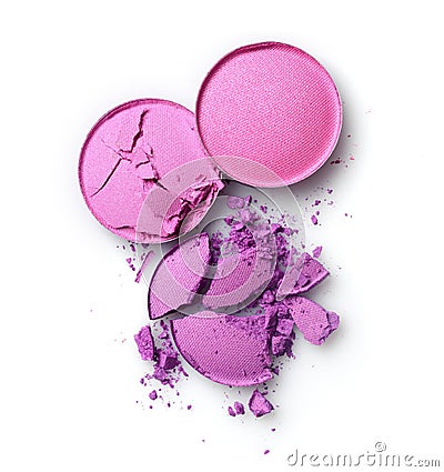 Round purple crashed eyeshadow for make up as sample of cosmetics product Stock Photo