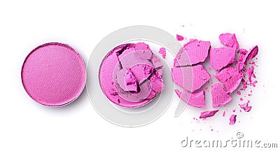 Round purple crashed eyeshadow for makeup as sample of cosmetic product Stock Photo