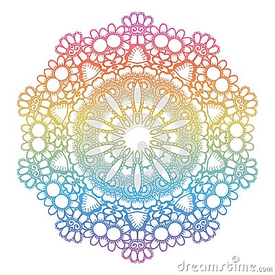 Round rainbow mandala background. Vector Illustration