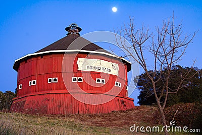 Round red barn Stock Photo