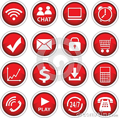 Round red vector icons Vector Illustration