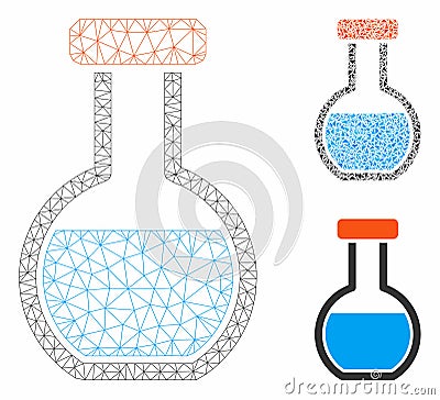 Round Retort Vector Mesh Wire Frame Model and Triangle Mosaic Icon Vector Illustration