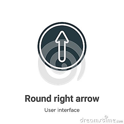 Round right arrow vector icon on white background. Flat vector round right arrow icon symbol sign from modern user interface Vector Illustration