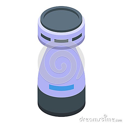 Round robot waiter icon isometric vector. Office plate server Vector Illustration