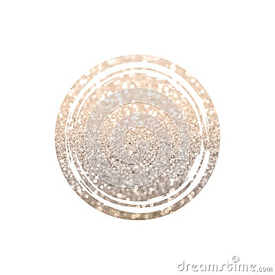 Round with rose gold glitter and grunge frame isolated on white background Stock Photo