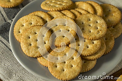 Round Salted Homemade Crackers Stock Photo