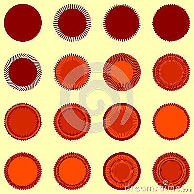 Round seal shapes in orange-brown colors Vector Illustration