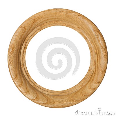 Round seamless wooden picture frame isolated on white background Stock Photo