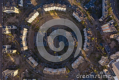 Round series of houses top view from above Stock Photo