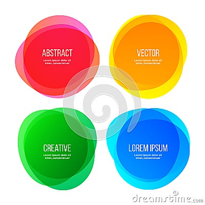 Round shape banners, abstract color graphic design elements. Vector watercolor brush gradient color frames Vector Illustration