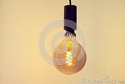 Round shape spiral diode lamp in vintage style for interior Stock Photo