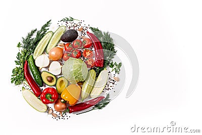 Round shape by various vegetables and fruits Stock Photo