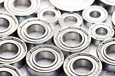 Round shiny metal bearings Stock Photo