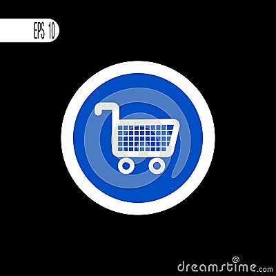 Round sign white thin line. Mobile basket sign, icon - vector illustration Cartoon Illustration