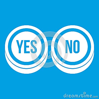 Round signs yes and no icon white Vector Illustration