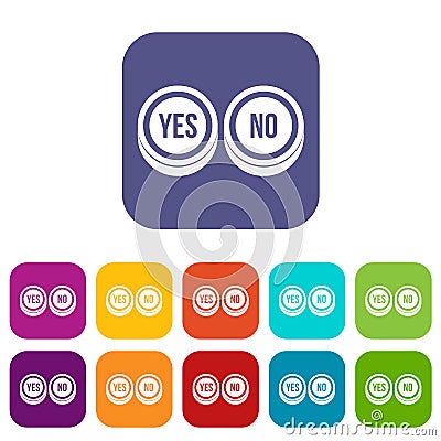 Round signs yes and no icons set Vector Illustration