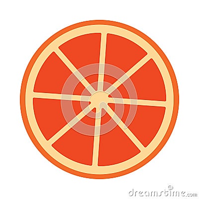 Round slice of orange or grapefruit isolated object vector illustration in flat style. Simple citrus fruit icon or logo Vector Illustration