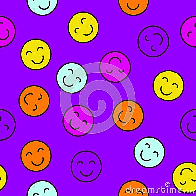 Round smileys on blue background Vector Illustration