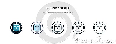 Round socket icon in different style vector illustration. two colored and black round socket vector icons designed in filled, Vector Illustration