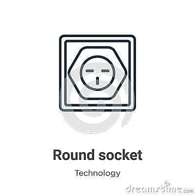 Round socket outline vector icon. Thin line black round socket icon, flat vector simple element illustration from editable Vector Illustration