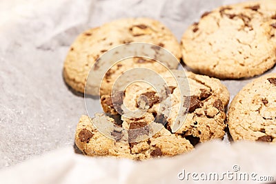 Round soft bake chocolate chip cookie Stock Photo