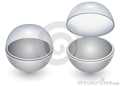 Round sphere capsule with glass cover Vector Illustration